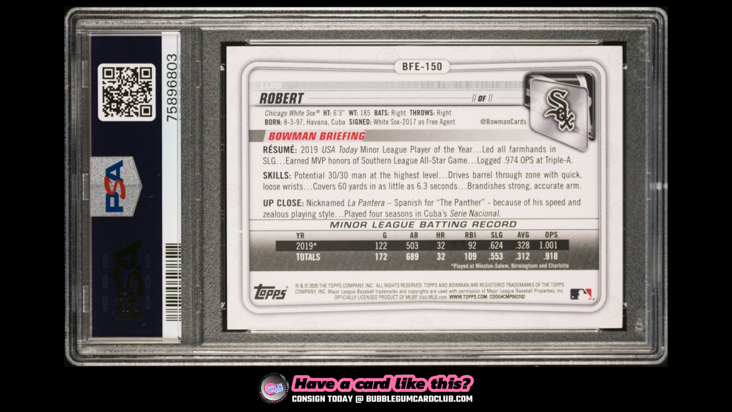 2020 Bowman First Edition Luis Robert Orange Foil /25 PSA 10