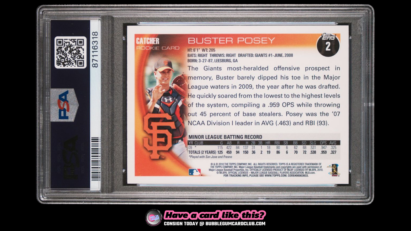 2010 Topps Buster Posey Rookie RC Giants PSA 9