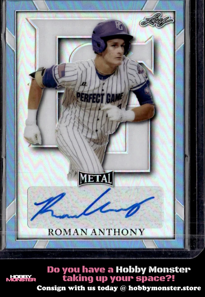 2021 Leaf Perfect Game National Showcase Roman Anthony Metal Blue Auto #/2|110