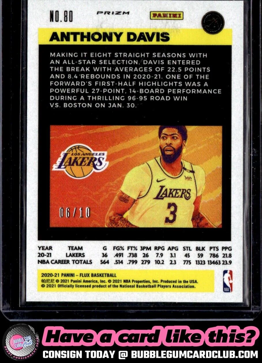 2020-21 Panini Flux Anthony Davis Gold /10 Los Angeles Lakers|1773