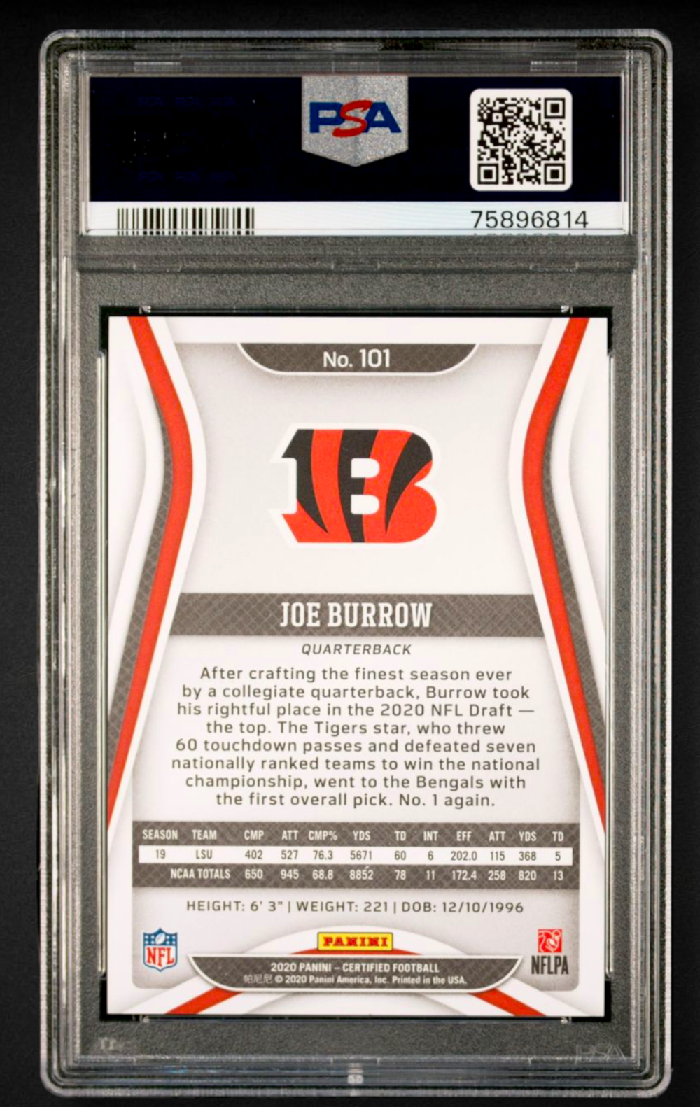2020 Panini Certified Joe Burrow #101 Mirror Blue /75 Rookie RC Bengals|2261