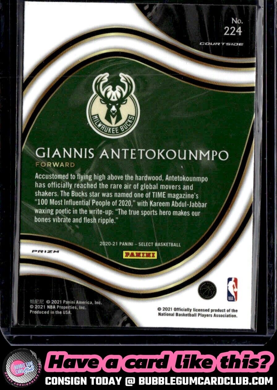 2020-21 Panini Select Giannis Antetokounmpo Purple White Blue Cracked Ice Bucks