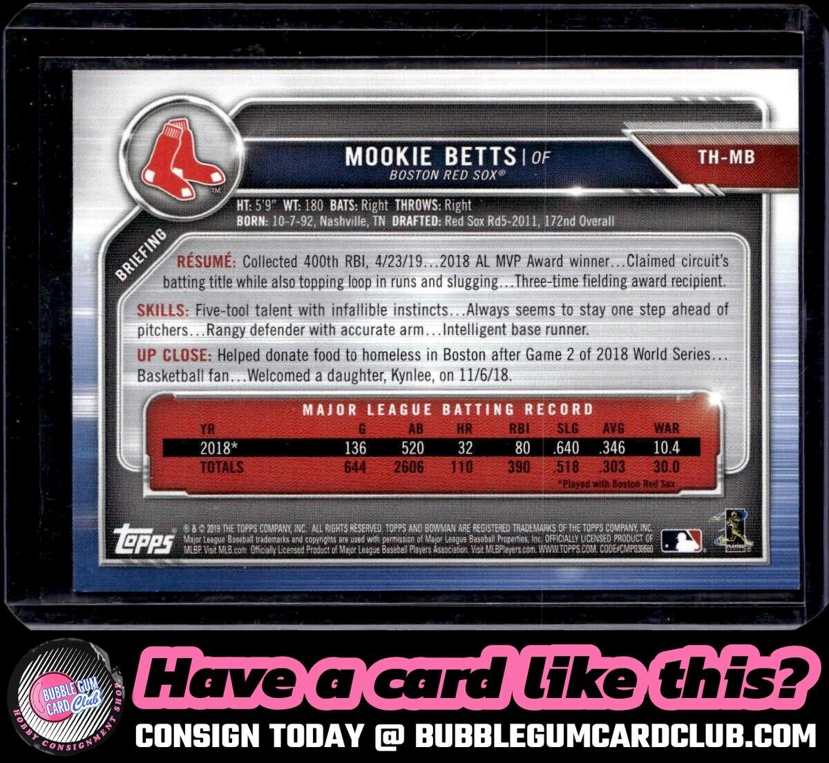 2019 Topps Bowman Holiday Mookie Betts Turkey /35 Boston Red Sox
