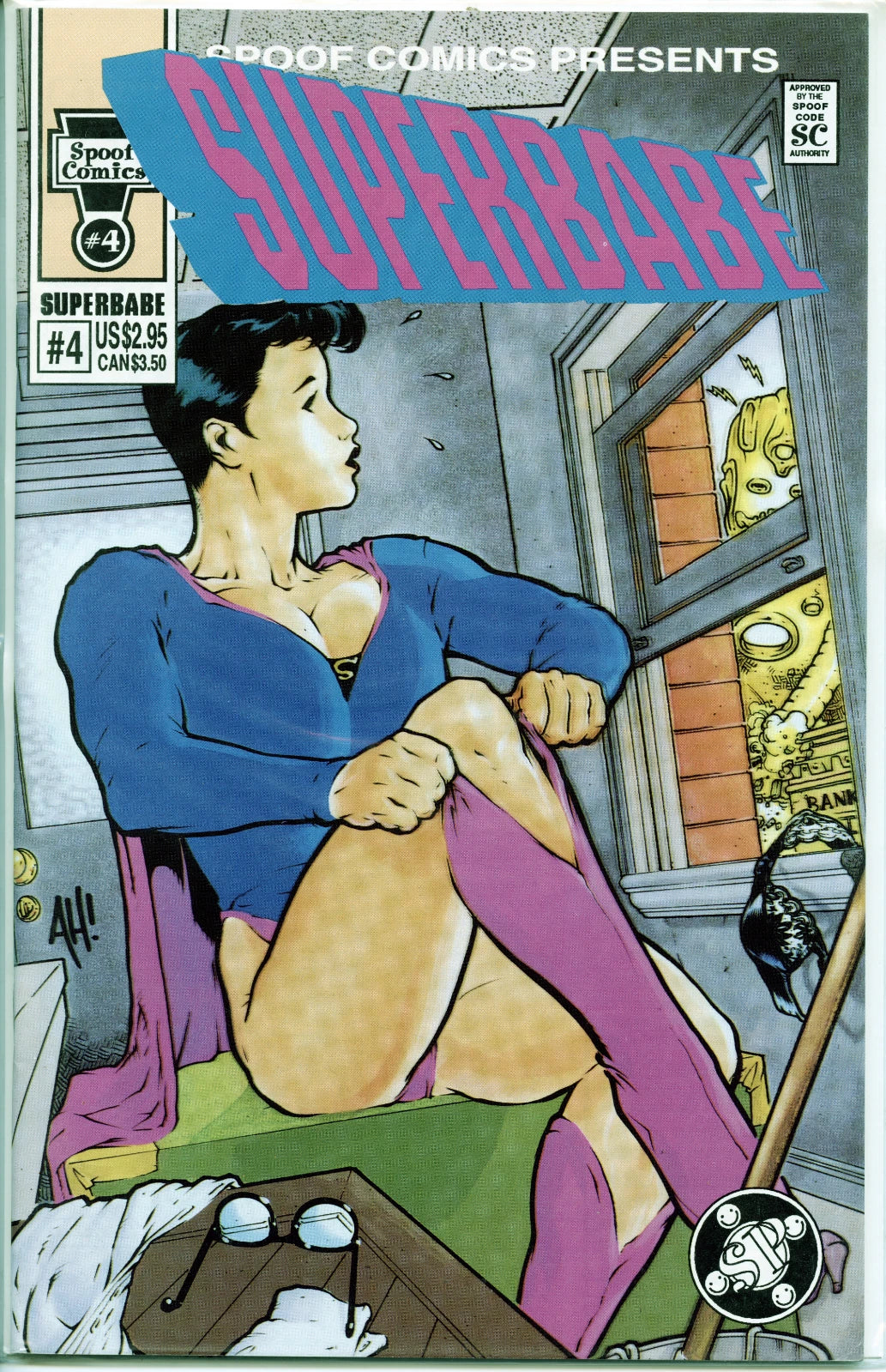 SUPERBABE #4 by Spoof Comics 1992 - ADAM HUGHES COVER
