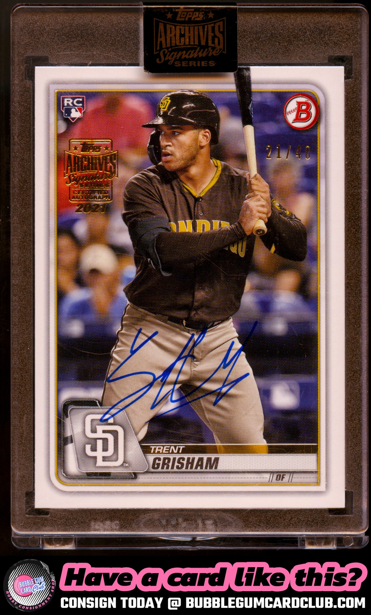 2021 Topps Archives Signature Trent Grisham Auto /40 2020 Bowman Padres