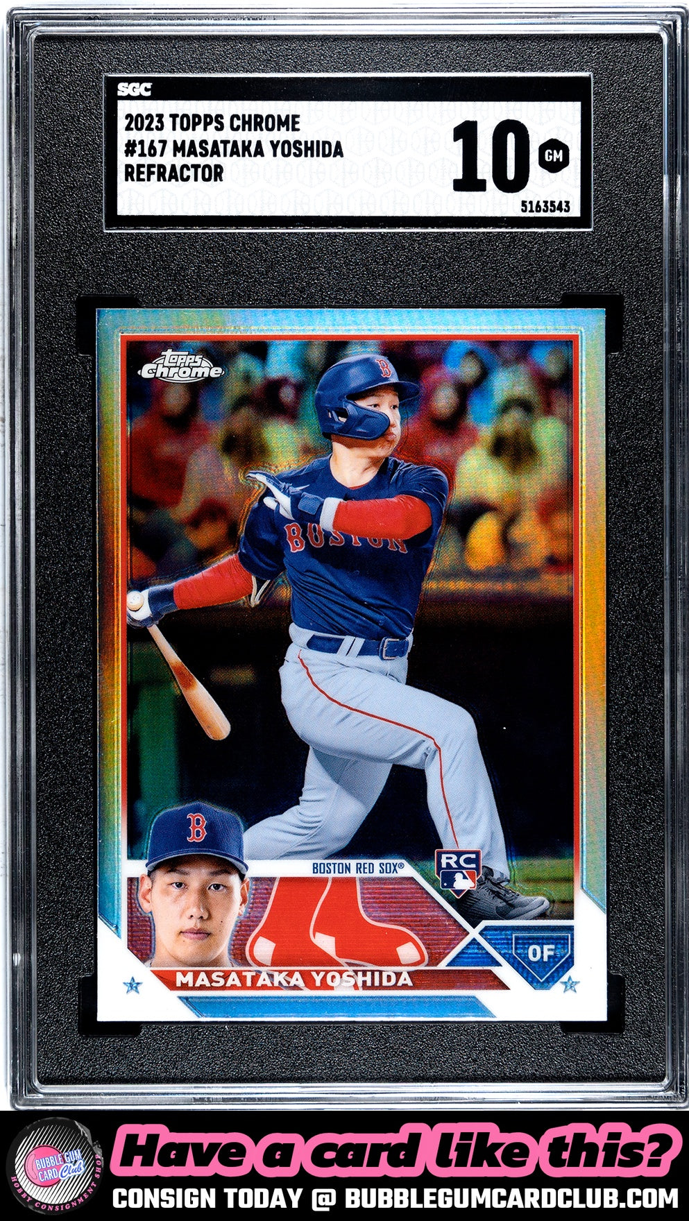 2023 Topps Chrome Masataka Yoshida Refractor Rookie Boston Red Sox SGC 10