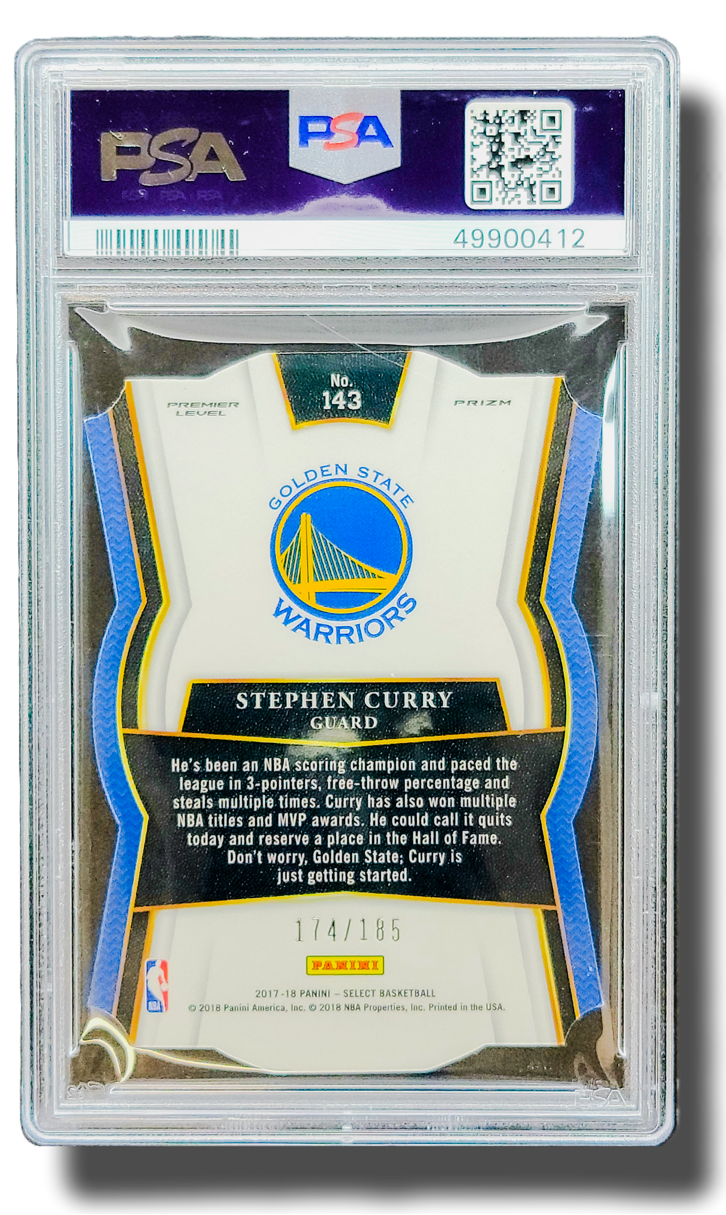 2017 Panini Select Stephen Curry Die-Cut Light Blue/185 Prizm PSA 10