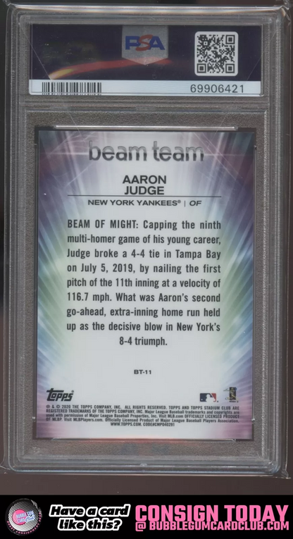 2020 Stadium Club Chrome Aaron Judge Beam Team Red #/5 New York Yankees PSA 9|115