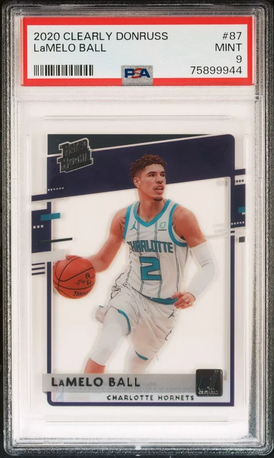 2020 - 21 Clearly Donruss Lamelo Ball Rookie Card RC Charlotte Hornets PSA 9|2264