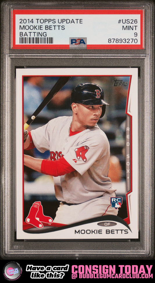 2014 Topps Update Mookie Betts Batting Los Angeles Dodgers PSA 9