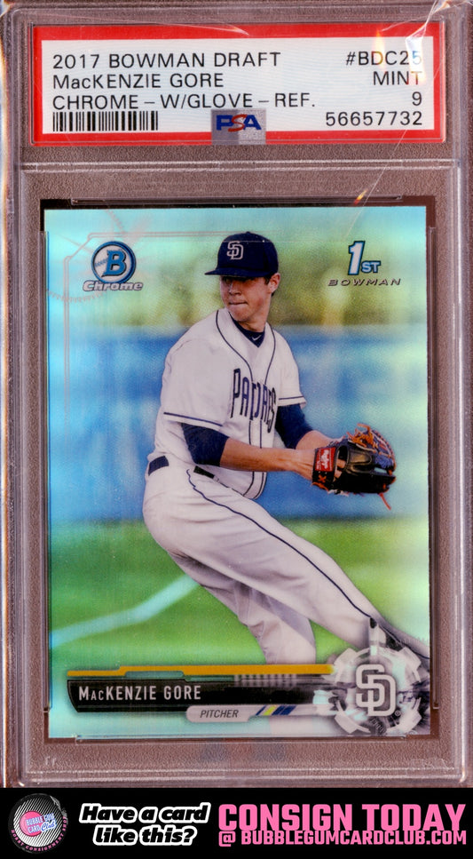 2017 Bowman Draft MacKenzie Gore Chrome Refractor San Diego Padres PSA 9