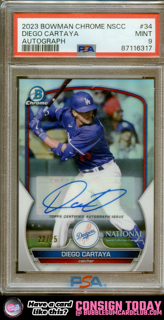 2023 Bowman Chrome National Diego Cartaya Auto Dodgers PSA 9