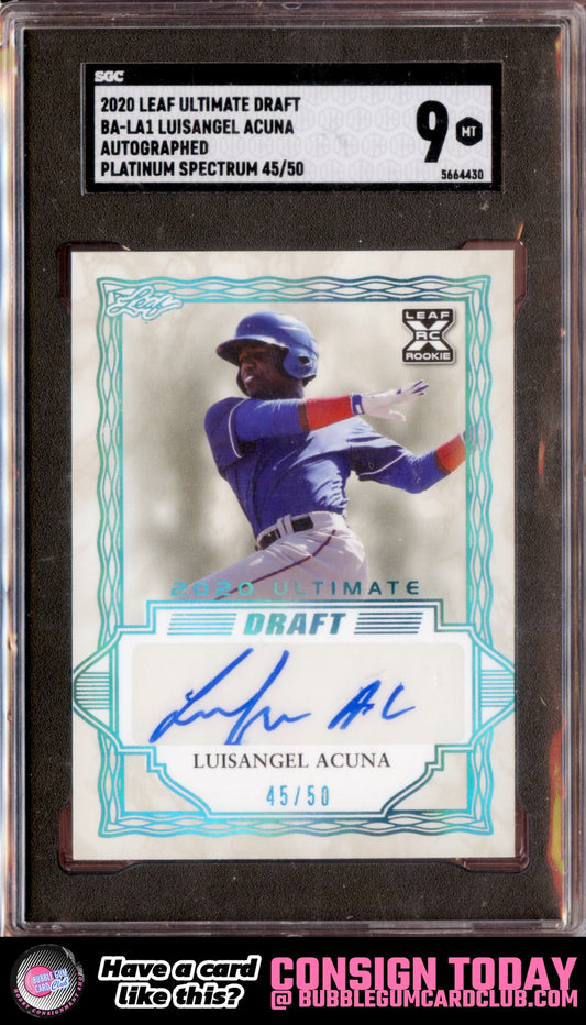 2020 Leaf Ultimate Luisangel Acuna Platinum Spectrum #/50 Texas Rangers SGC 9