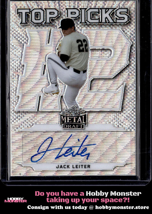 2021 Leaf Metal Draft Jack Leiter Silver Wave Auto