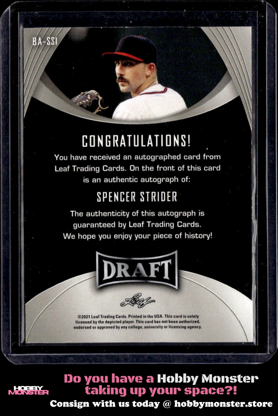 2021 Leaf Draft Spencer Strider Autographs Auto Atlanta Braves