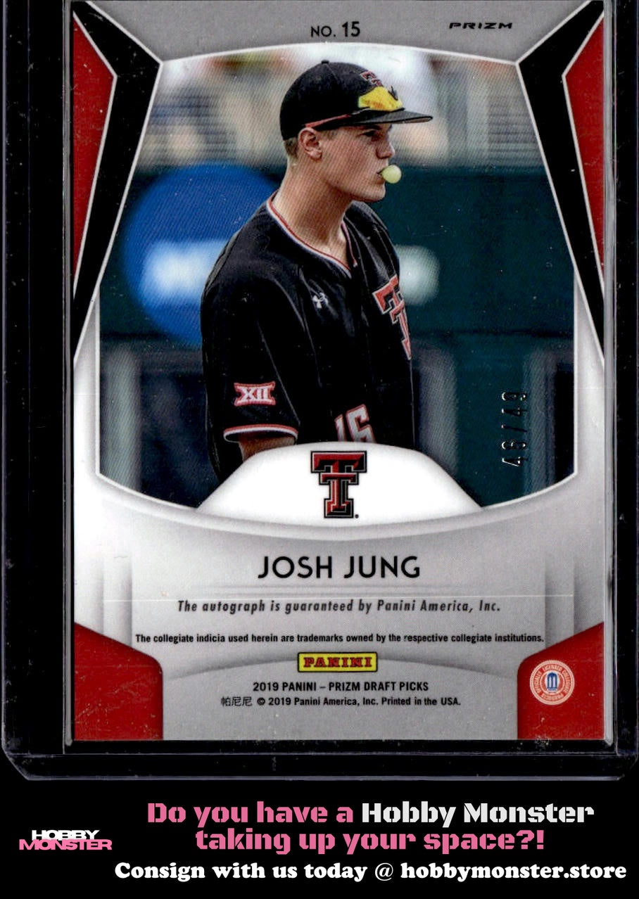 2019 Panini Prizm Draft Picks Josh Jung Hyper Auto #/49 Texas Tech