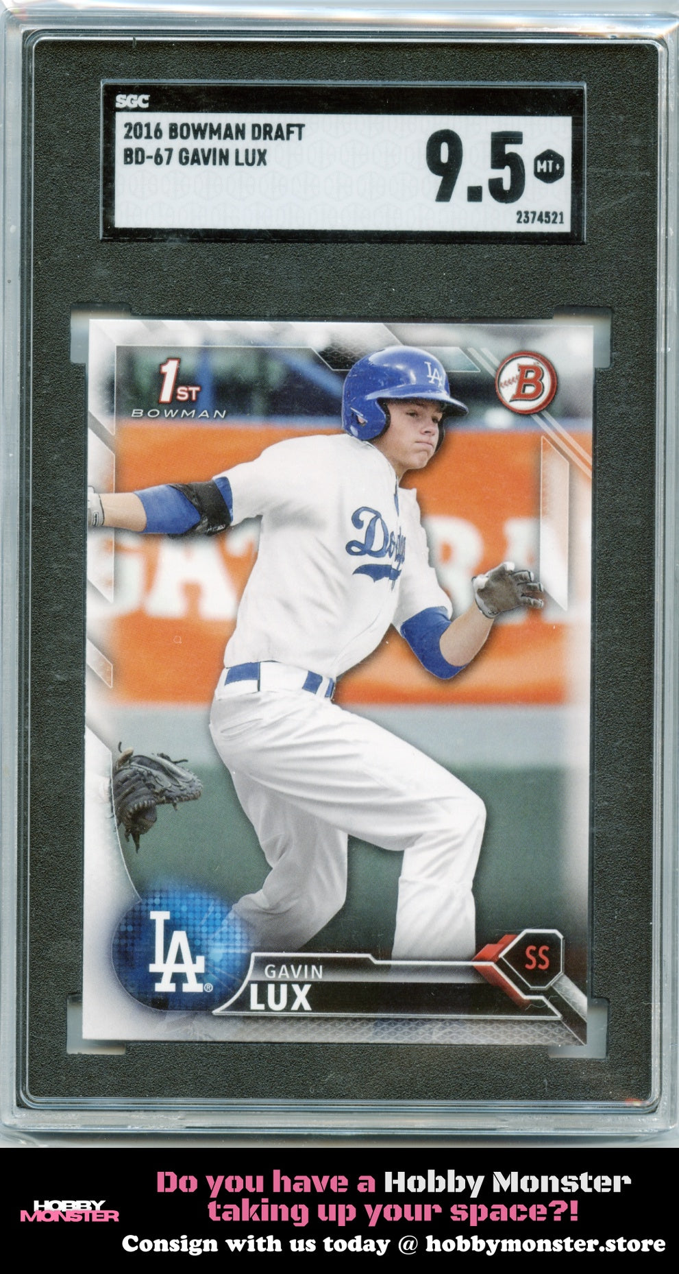 2016 Bowman Draft Gavin Lux Los Angeles Dodgers SGC 9.5