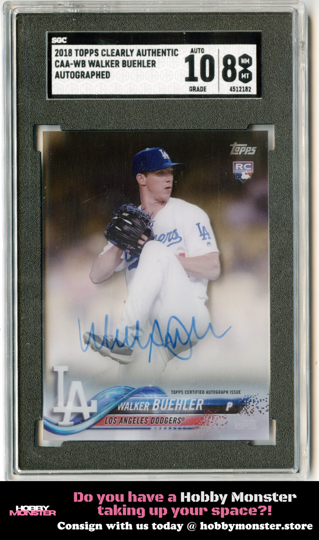 2018 Topps Clearly Authentic Walker Buehler Rookie Auto SGC 8 Auto 10