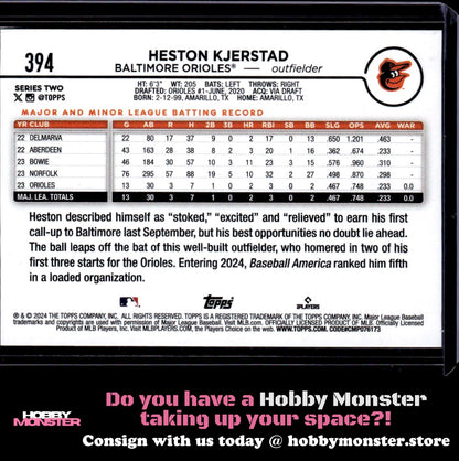 2024 Topps Heston Kjerstad Rookie Baltimore Orioles