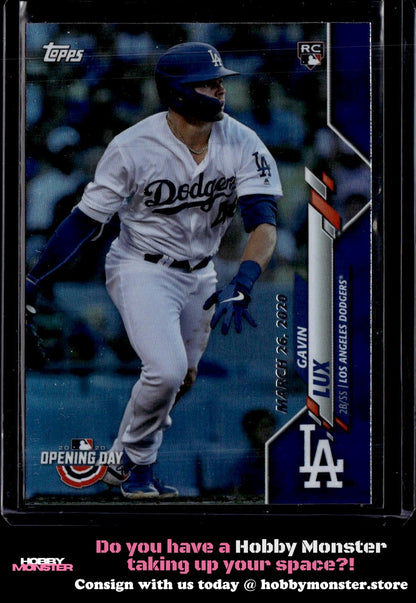 2020 Topps Opening Day Gavin Lux Blue Foil Rookie Los Angeles Dodgers