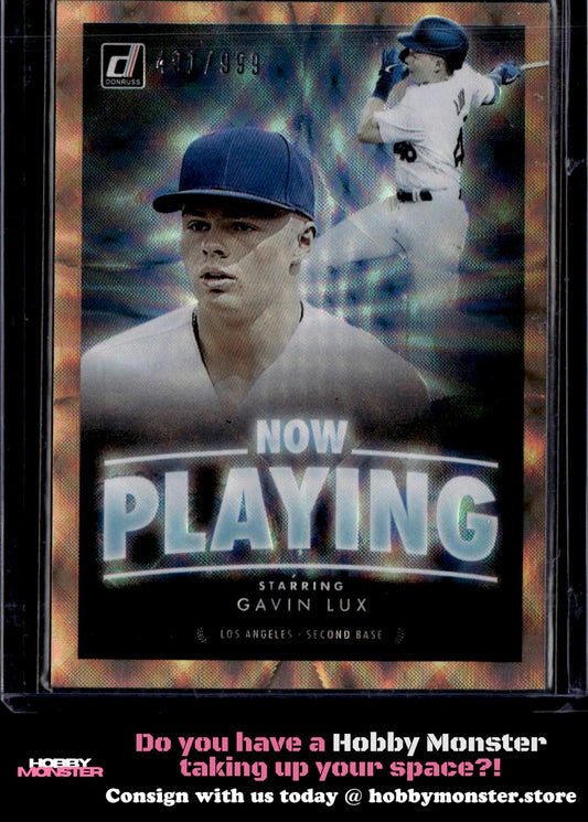 2020 Donruss Gavin Lux Now Playing #/999 Los Angeles Dodgers
