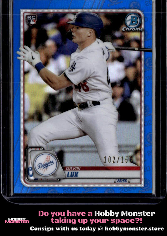 2020 Bowman Chrome Gavin Lux Blue Refractor Rookie #/150 Los Angeles Dodgers