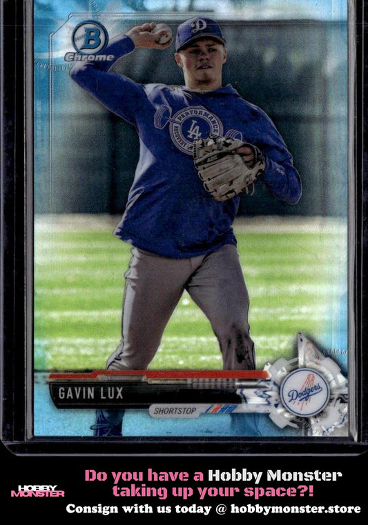 2017 Bowman Draft Gavin Lux Chrome Sky Blue Refractor #/399 Los Angeles Dodgers