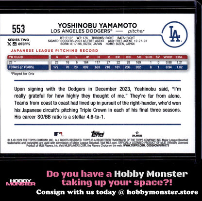 2024 Topps Yoshinobu Yamamoto Rookie Los Angeles Dodgers
