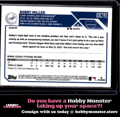 2023 Topps Chrome Update Bobby Miller Refractor Rookie Los Angeles Dodgers