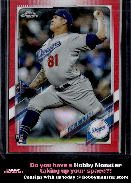2021 Topps Chrome Update Victor Gonzalez Red Refractor Rookie #/25 Dodgers