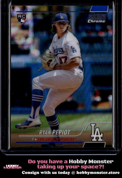 2022 Stadium Club Chrome Ryan Pepiot Blue Refractor Rookie #/199 Dodgers