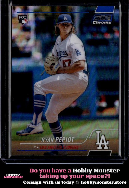 2022 Stadium Club Chrome Ryan Pepiot Blue Refractor Rookie #/199 Dodgers