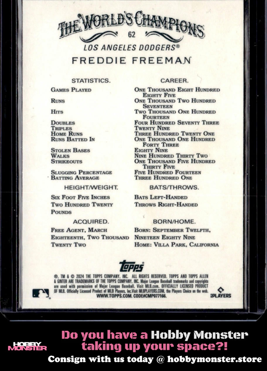 2024 Topps Allen & Ginter Freddie Freeman Chrome Los Angeles Dodgers