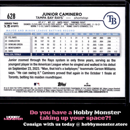 2024 Topps Junior Caminero Rookie Tampa Bay Rays