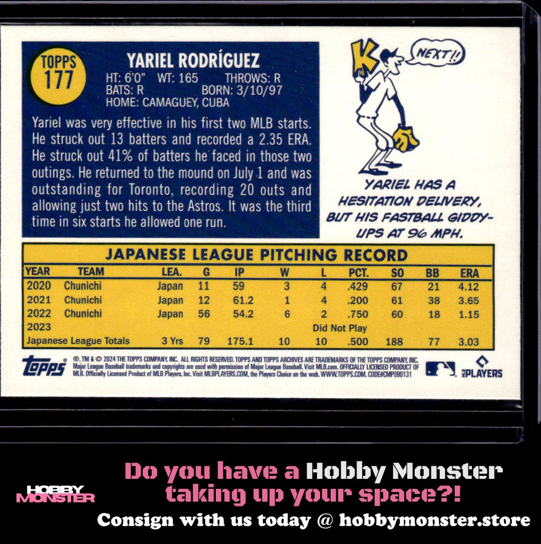 2024 Topps Archives Yariel Rodríguez Black Foilboard Toronto Blue Jays