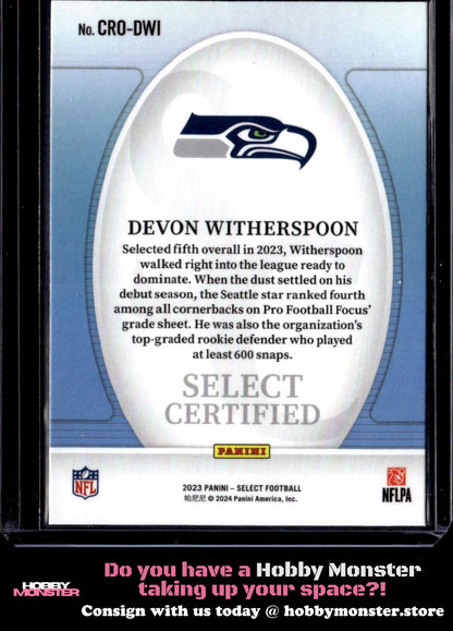 2023 Panini Select Devon Witherspoon Select Certified Rookies Seattle Seahawks