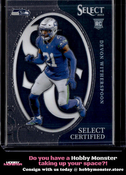 2023 Panini Select Devon Witherspoon Select Certified Rookies Seattle Seahawks