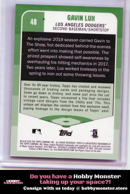 2020 Topps Brooklyn Collection Gavin Lux Purple Rookie #/15 Los Angeles Dodgers