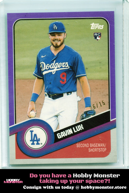 2020 Topps Brooklyn Collection Gavin Lux Purple Rookie #/15 Los Angeles Dodgers