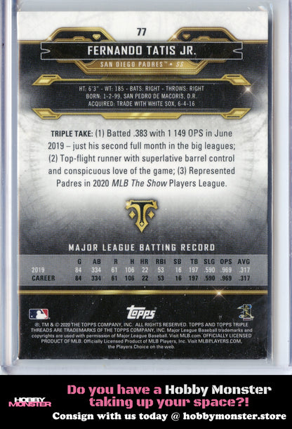 2020 Topps Triple Threads Fernando Tatis Jr. Citrine #/75 San Diego Padres