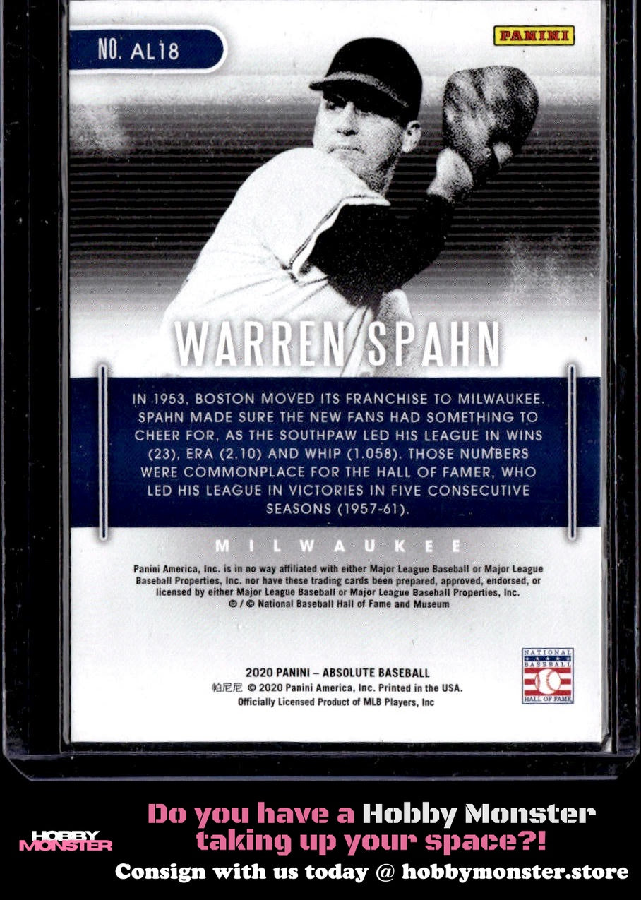 2020 Panini Absolute Warren Spahn Absolute Spectrum Silver /99 Milwaukee Braves