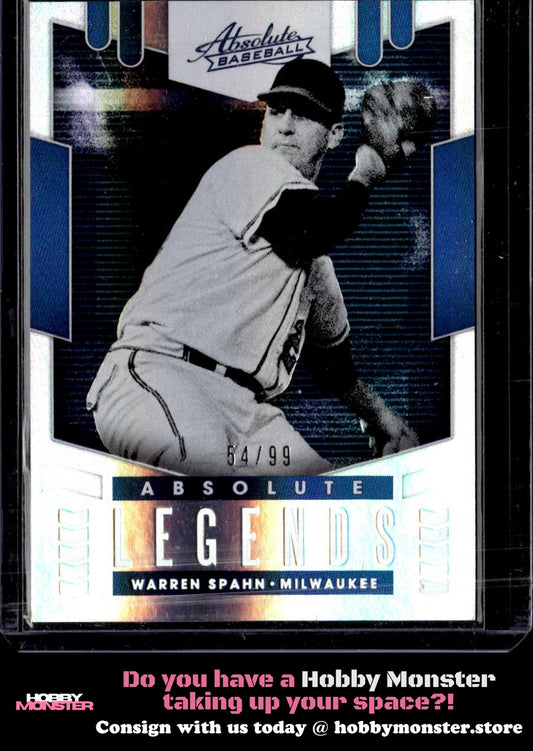 2020 Panini Absolute Warren Spahn Absolute Spectrum Silver /99 Milwaukee Braves