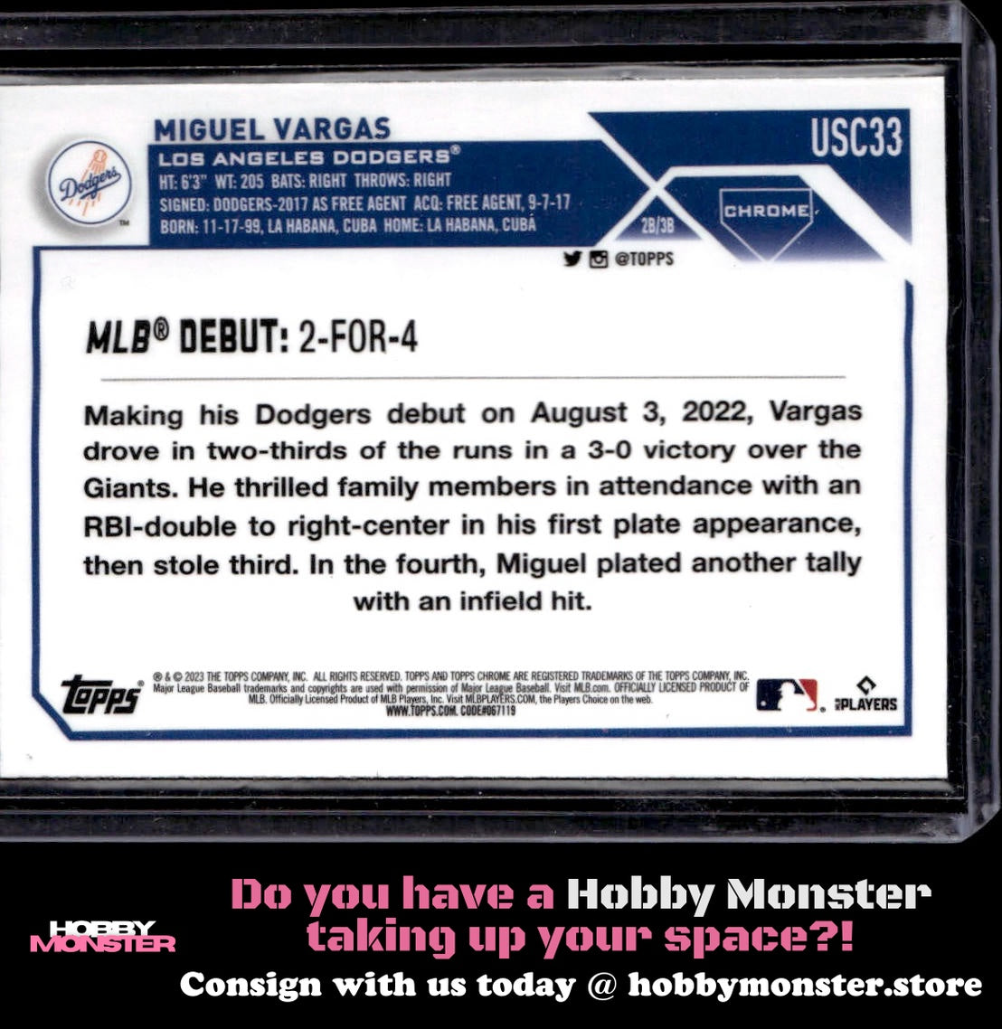 2023 Topps Chrome Update Miguel Vargas Los Angeles Dodgers