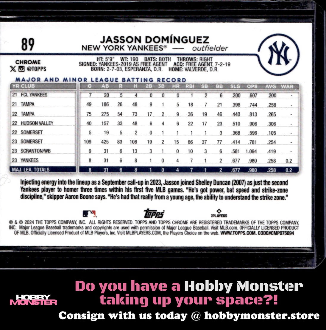 2024 Topps Chrome Jasson Domínguez Rookie New York Yankees