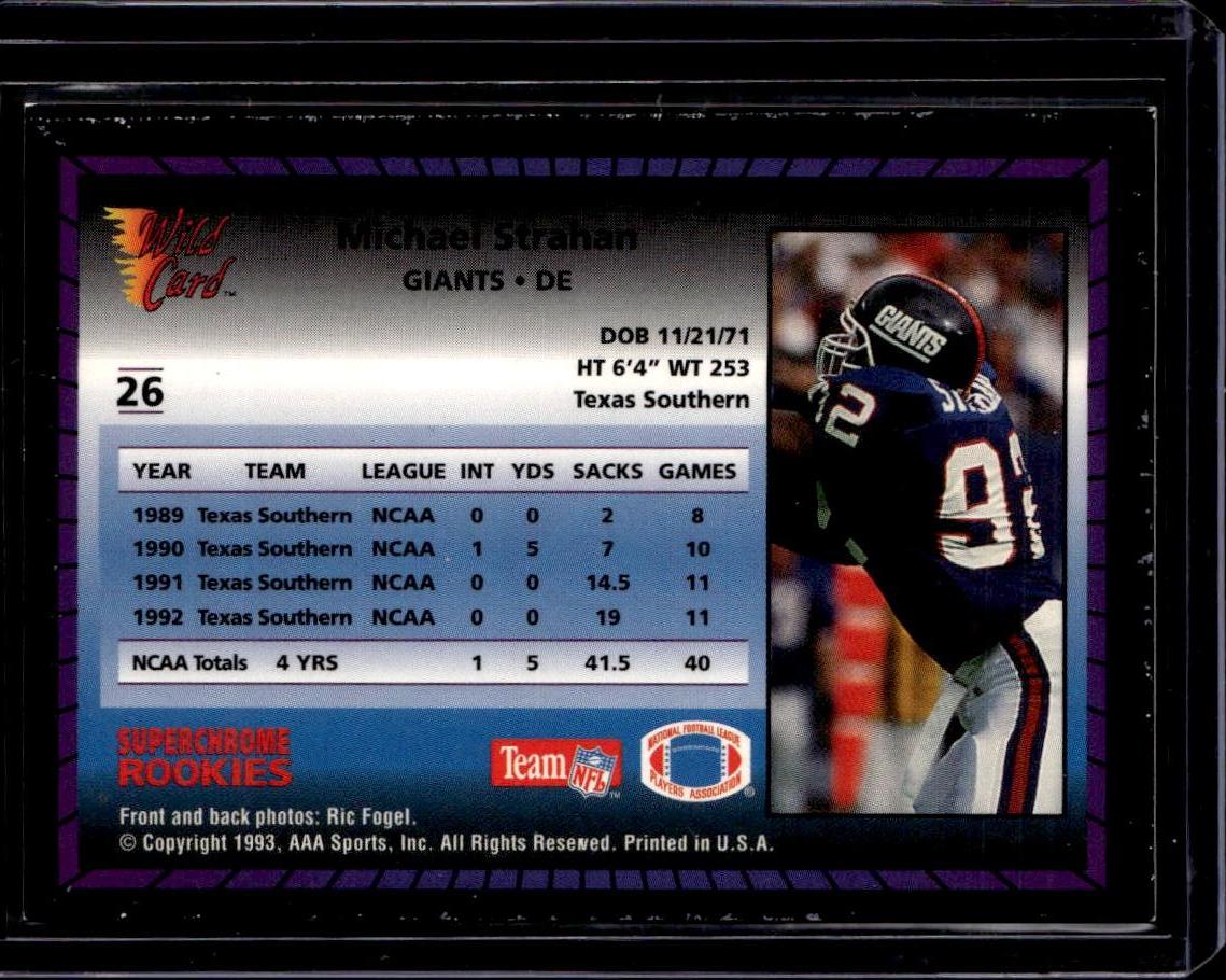 1993 Wild Card Michael Strahan Superchrome Rookies New York Giants