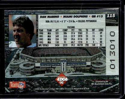 1994 Collector's Edge Dan Marino Boss Squad Silver Miami Dolphins
