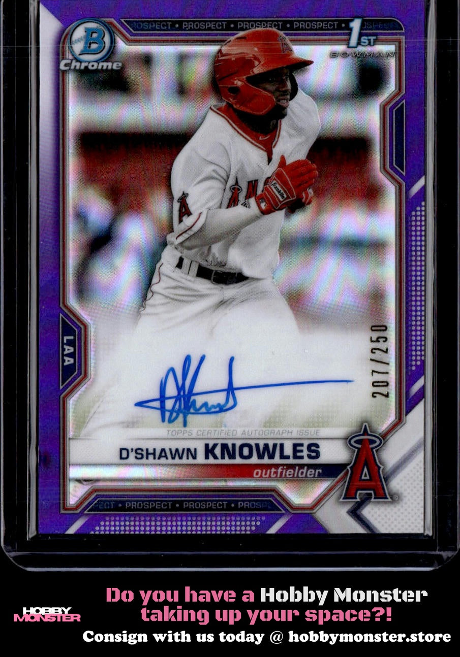 2021 Bowman D'Shawn Knowles Chrome Purple Refractor Auto #/250 Angels