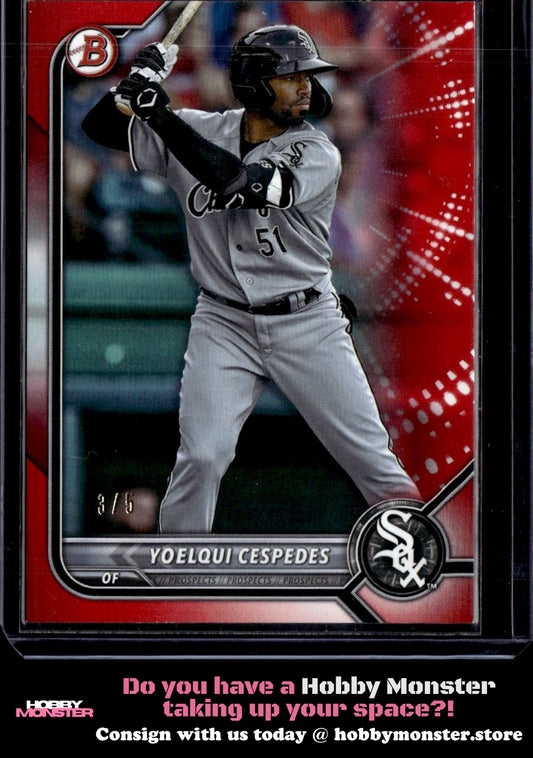 2022 Bowman Yoelqui Cespedes Prospects Red #/5 Chicago White Sox