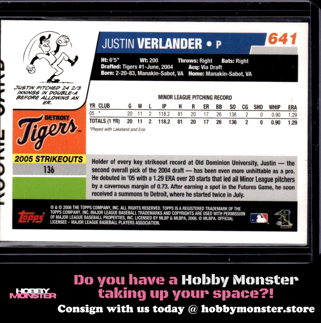 2006 Topps Justin Verlander Detroit Tigers