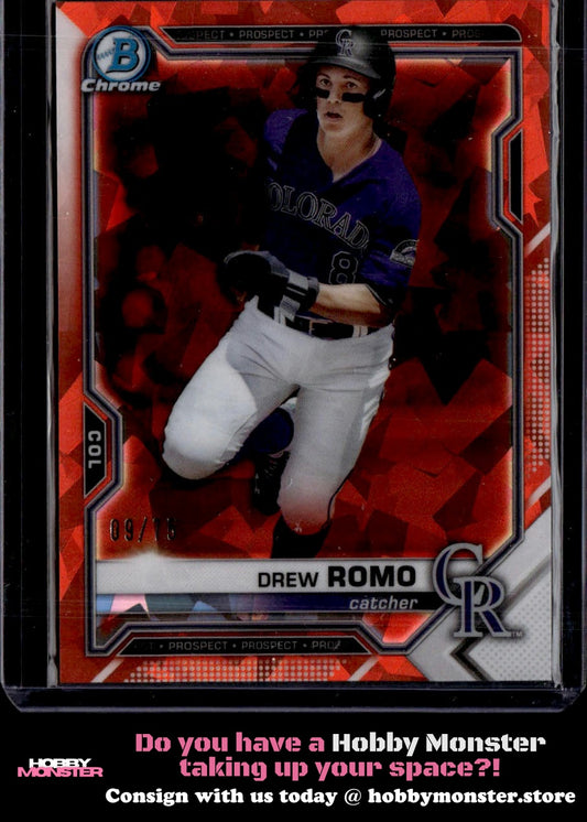 2021 Bowman Chrome Sapphire Drew Romo Orange #/75 Rockies